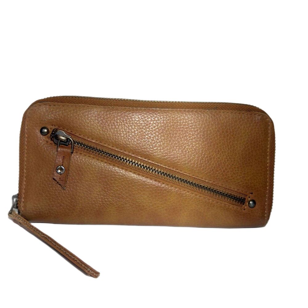 NWOT Free People Vegan Leather Brown Boho Wallet with Zipper Accent